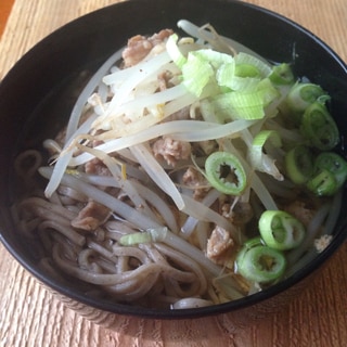 肉もやし蕎麦♪